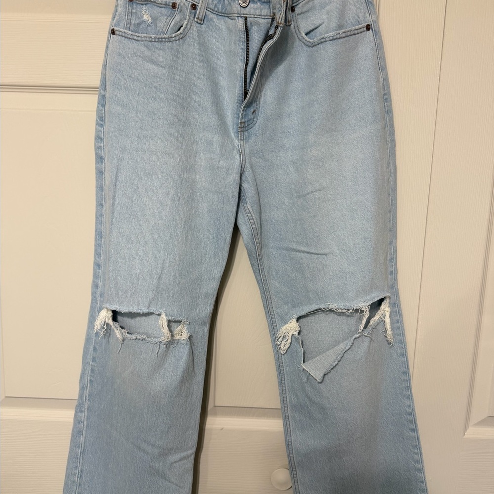 Abercrombie & Fitch Light Blue Distressed Flare Jeans